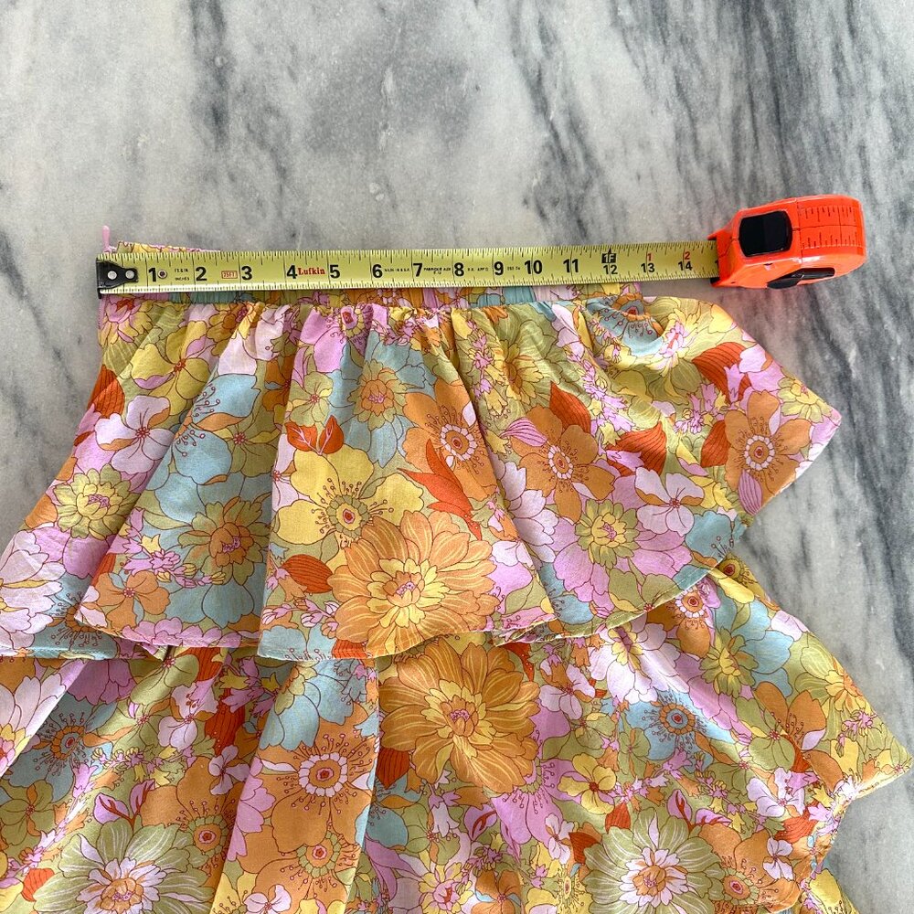 Show Me Your MuMu Jasmine Tiered Ruffle Hibiscus Daze Skirt S - Picture 5 of 7